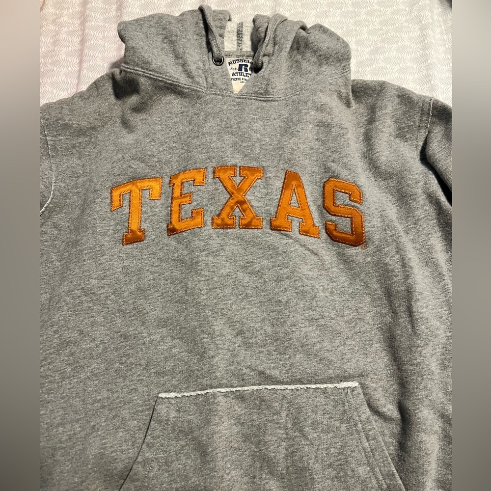 🏈 Vintage Russell Athletic TEXAS Hoodie – Gray – Size L